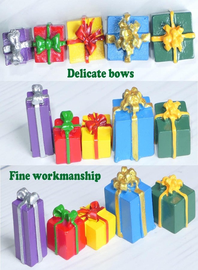 HADDIY Christmas Miniature Gift Boxes Ornaments,60 Pcs Christmas Tree Mini Resin Presents Charms for Craft Dollhouse and Xmax Mini Decorations - Image 3